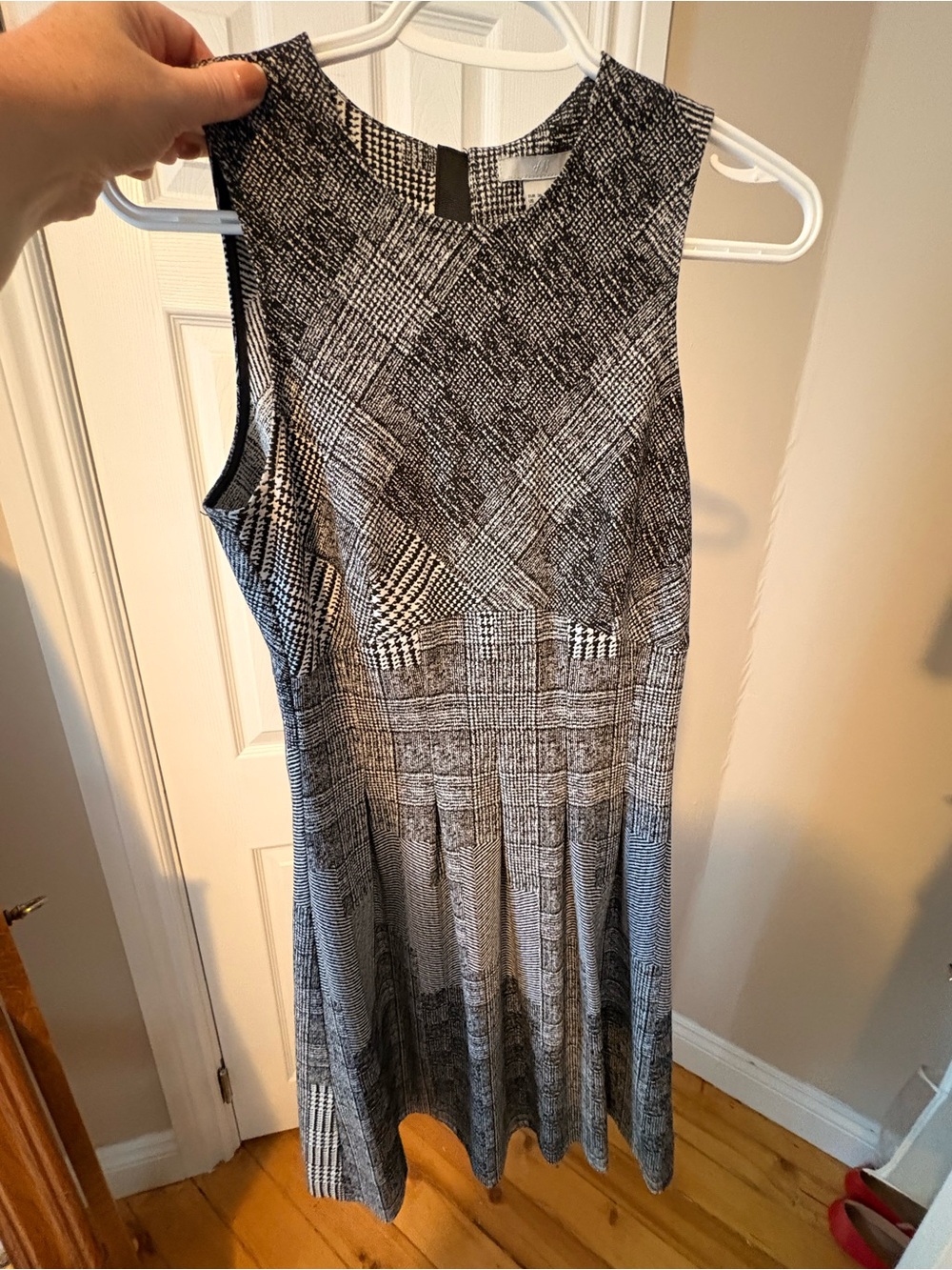 H&M Black and White Plaid Midi Dress